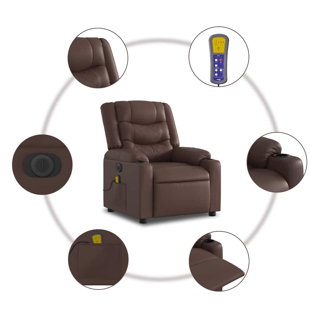 Fauteuil inclinable de massage électrique marron similicuir - XIOS