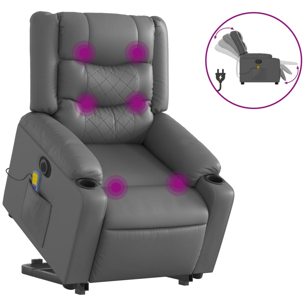 Fauteuil inclinable de massage électrique gris similicuir - XIOS