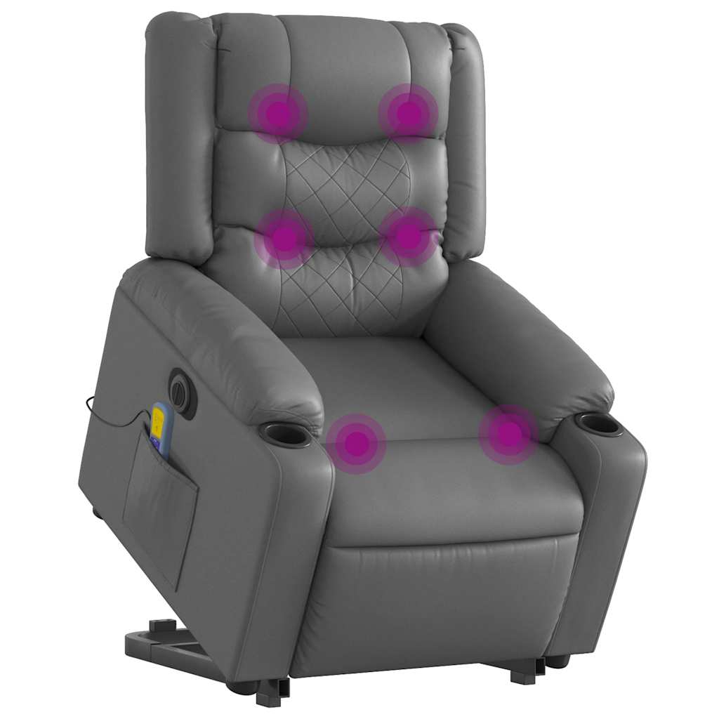 Fauteuil inclinable de massage électrique gris similicuir - XIOS