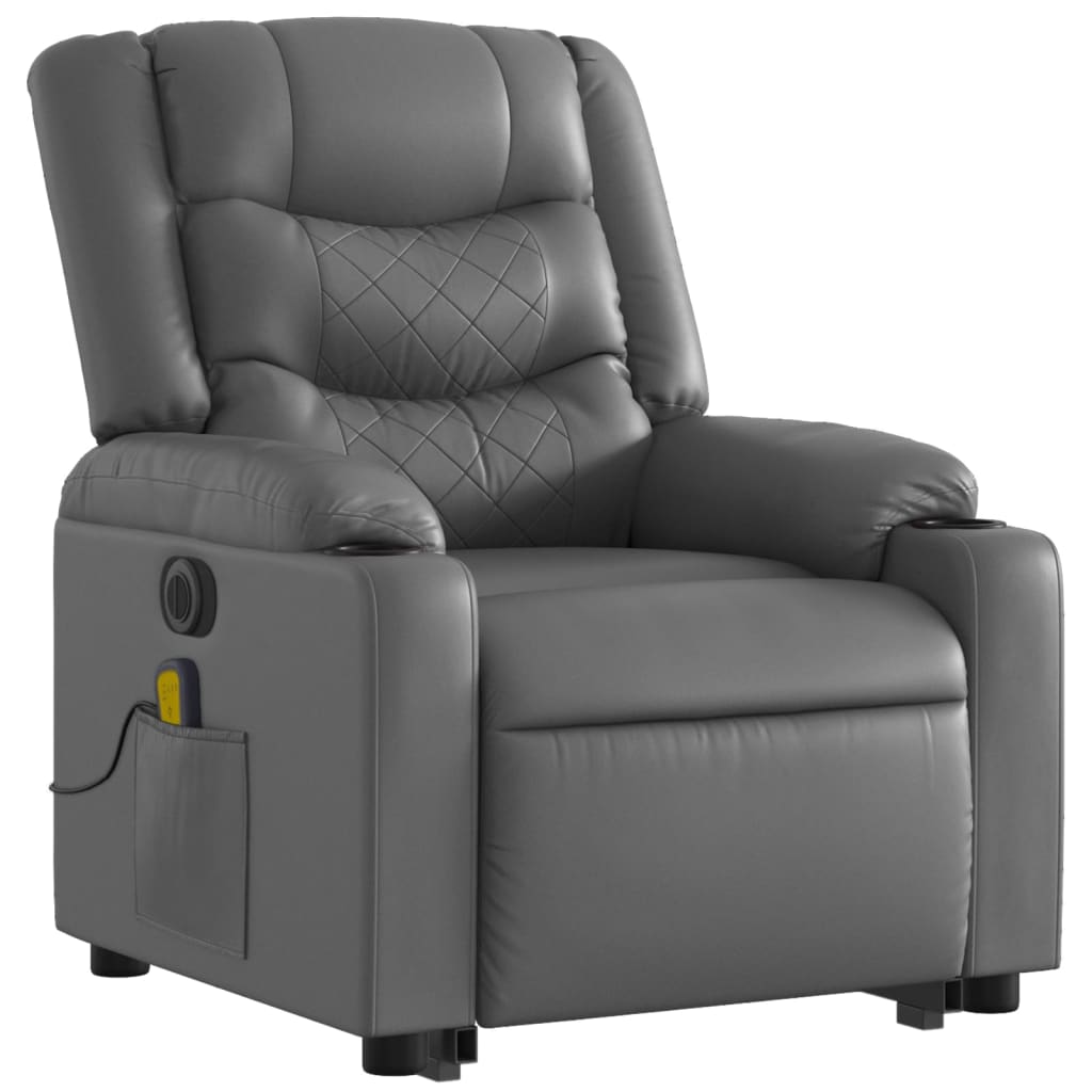 Fauteuil inclinable de massage électrique gris similicuir - XIOS