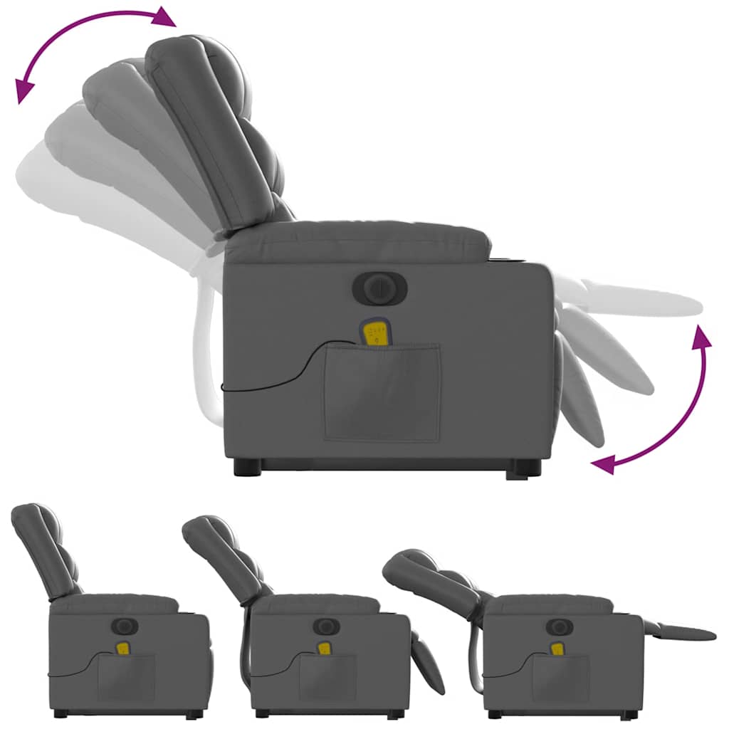 Fauteuil inclinable de massage électrique gris similicuir - XIOS