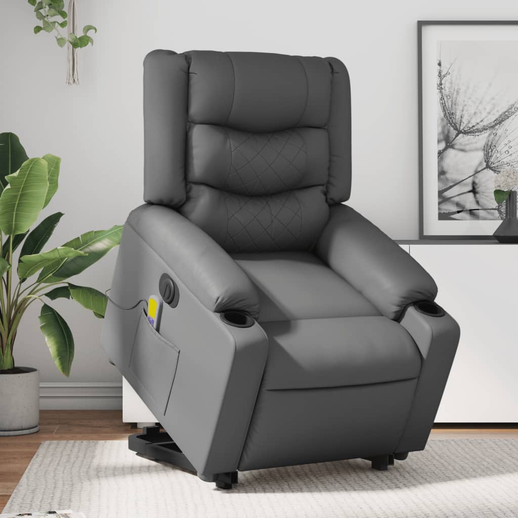 Fauteuil inclinable de massage électrique gris similicuir - XIOS