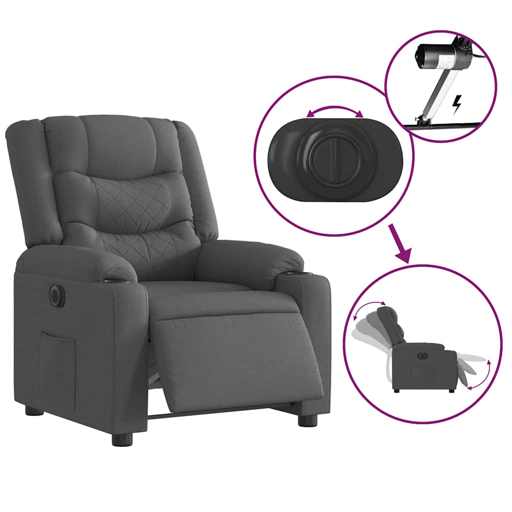 Fauteuil inclinable électrique Gris foncé Tissu - XIOS