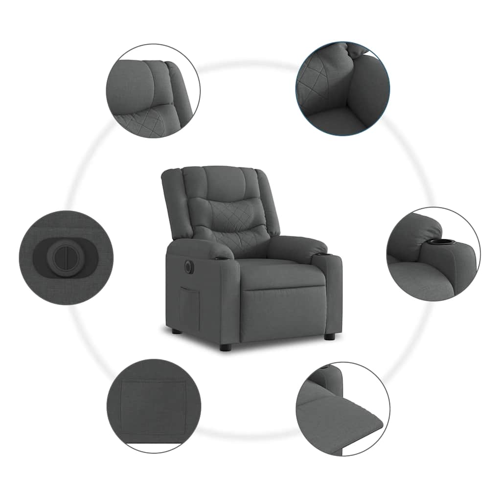 Fauteuil inclinable électrique Gris foncé Tissu - XIOS
