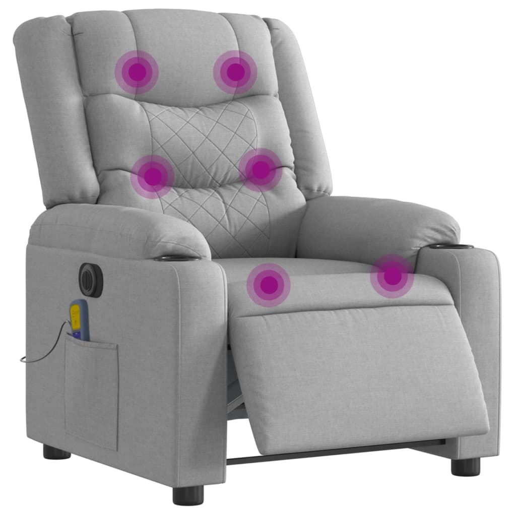 Fauteuil de massage inclinable électrique gris clair tissu - XIOS