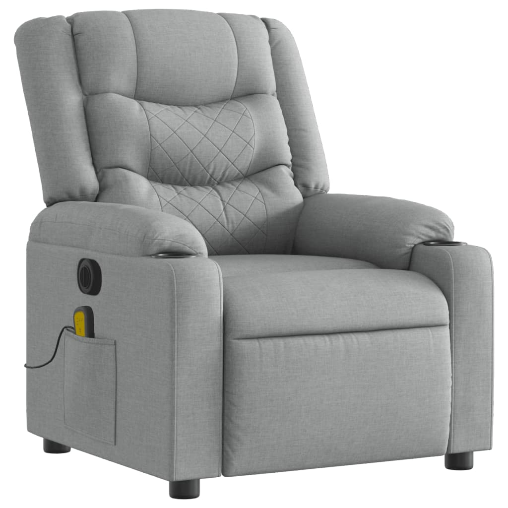 Fauteuil de massage inclinable électrique gris clair tissu - XIOS