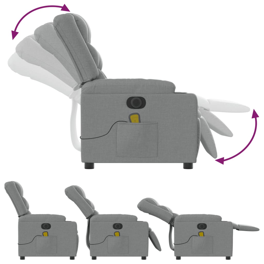 Fauteuil de massage inclinable électrique gris clair tissu - XIOS