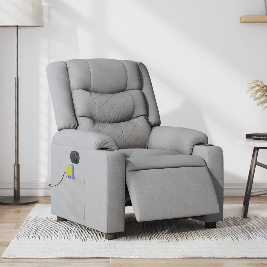 Fauteuil de massage inclinable électrique gris clair tissu - XIOS