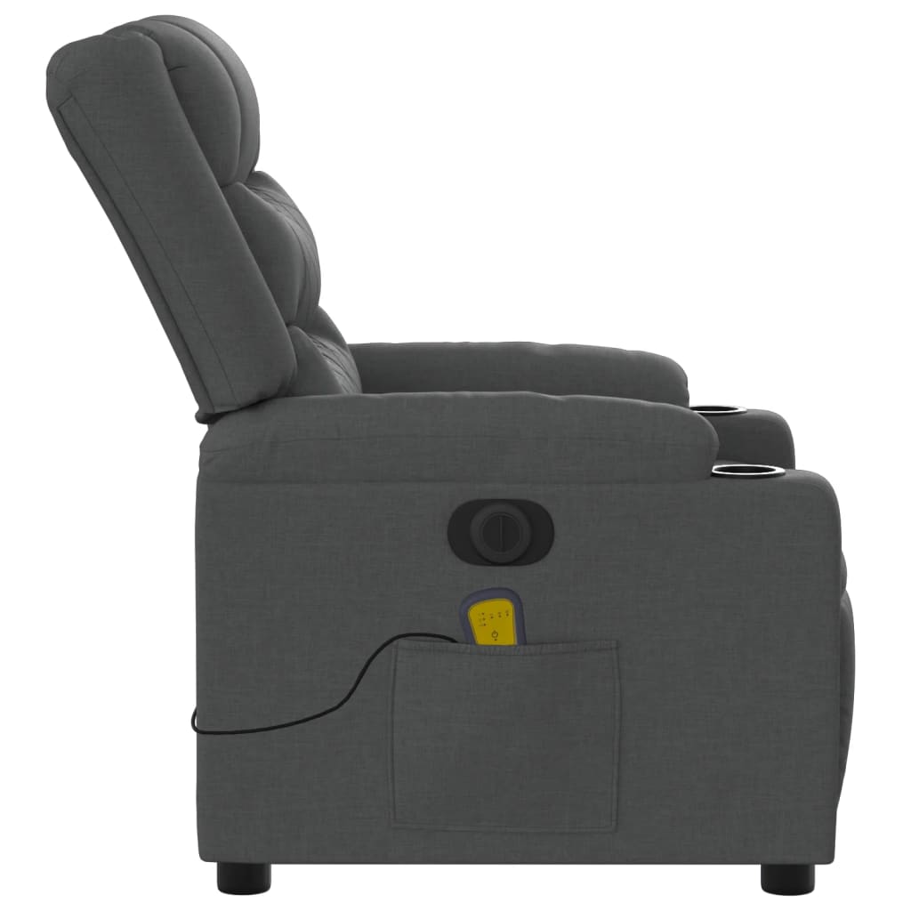 Fauteuil inclinable de massage électrique gris foncé tissu - XIOS