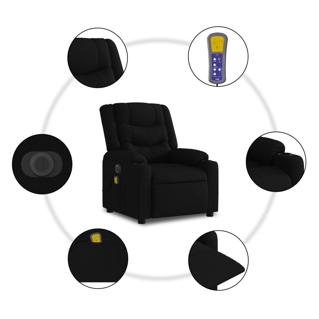 Fauteuil de massage inclinable électrique Noir Tissu - XIOS