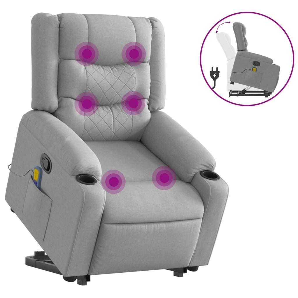 Fauteuil de massage inclinable Gris clair Tissu - XIOS