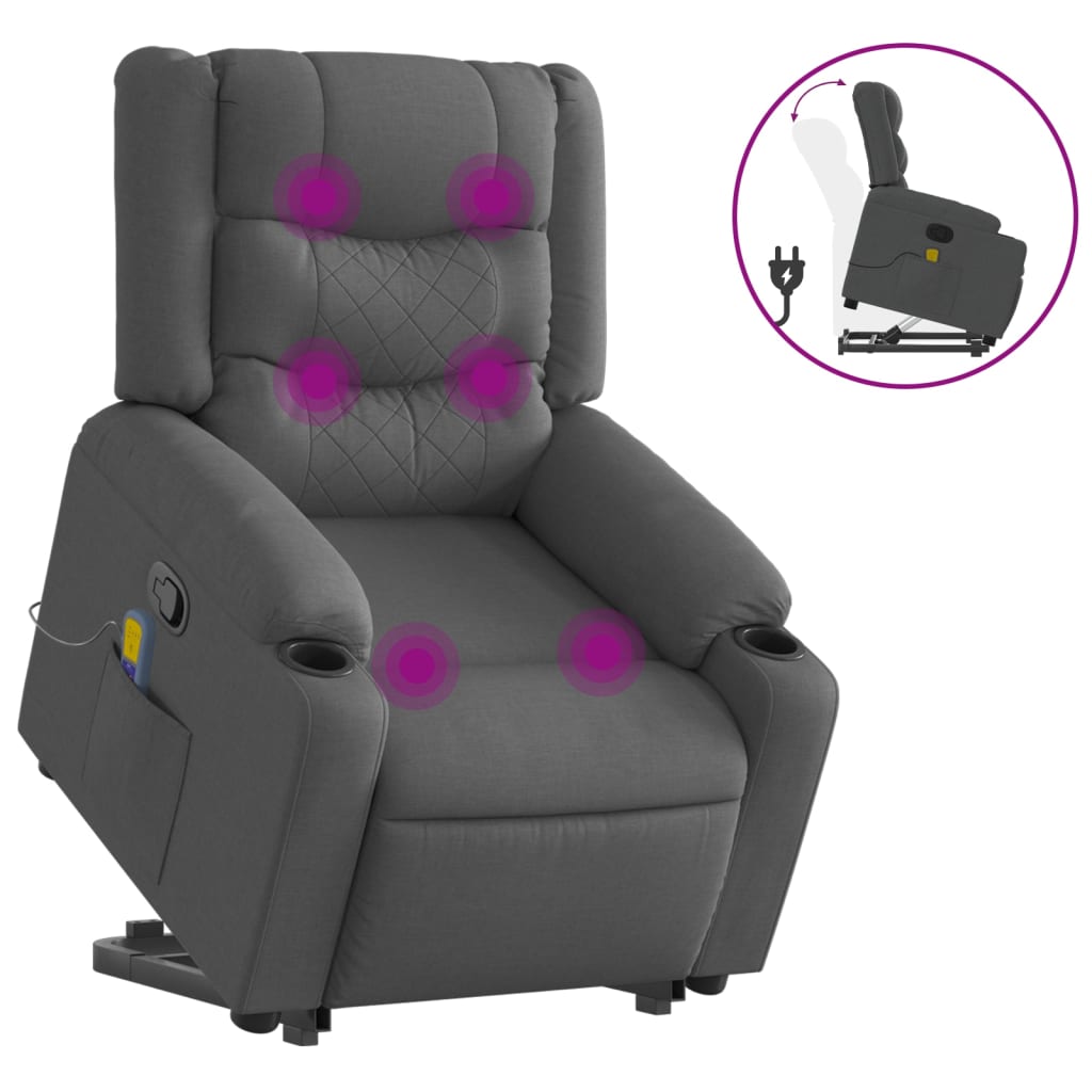 Fauteuil de massage inclinable Gris foncé Tissu - XIOS