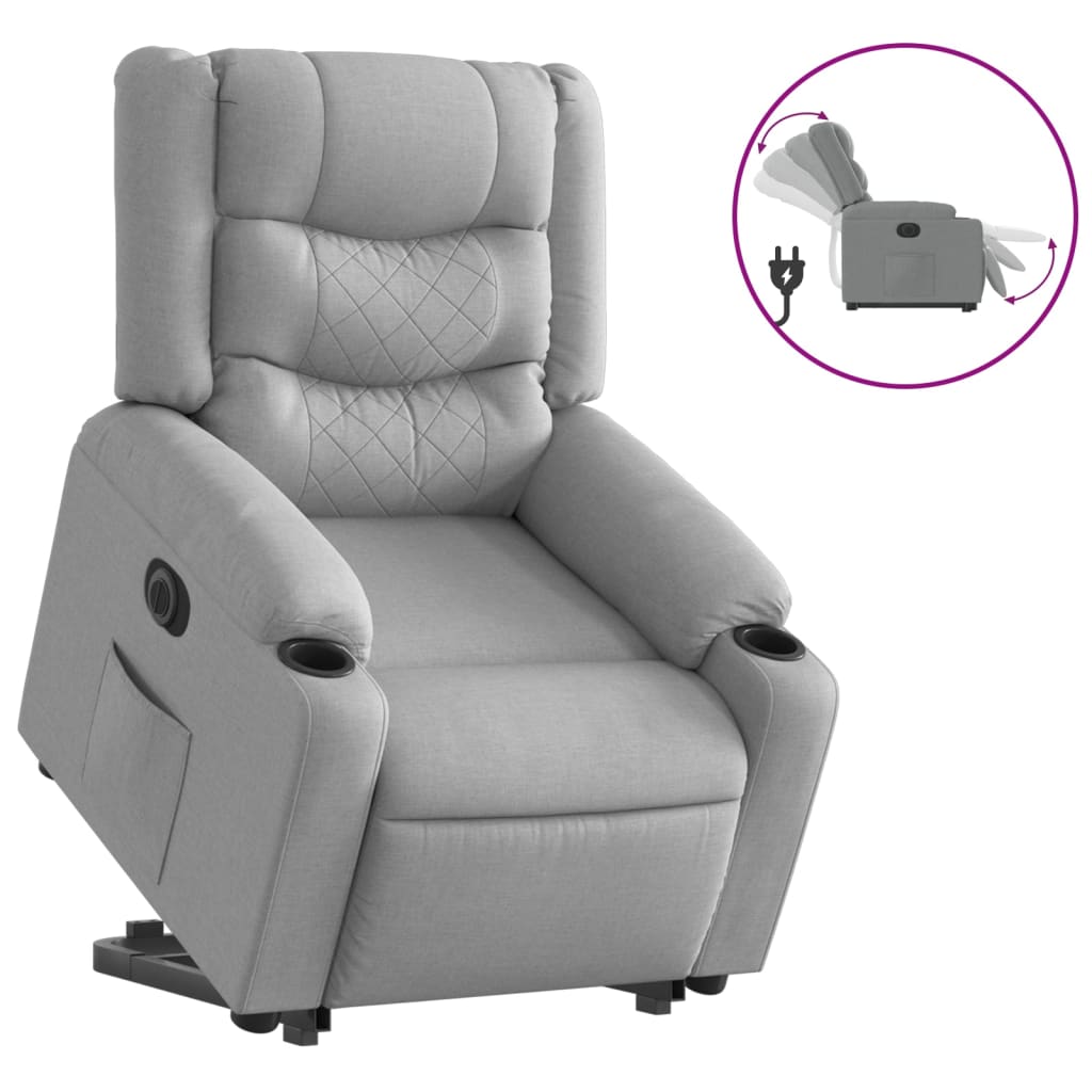 Fauteuil inclinable électrique gris clair tissu - XIOS