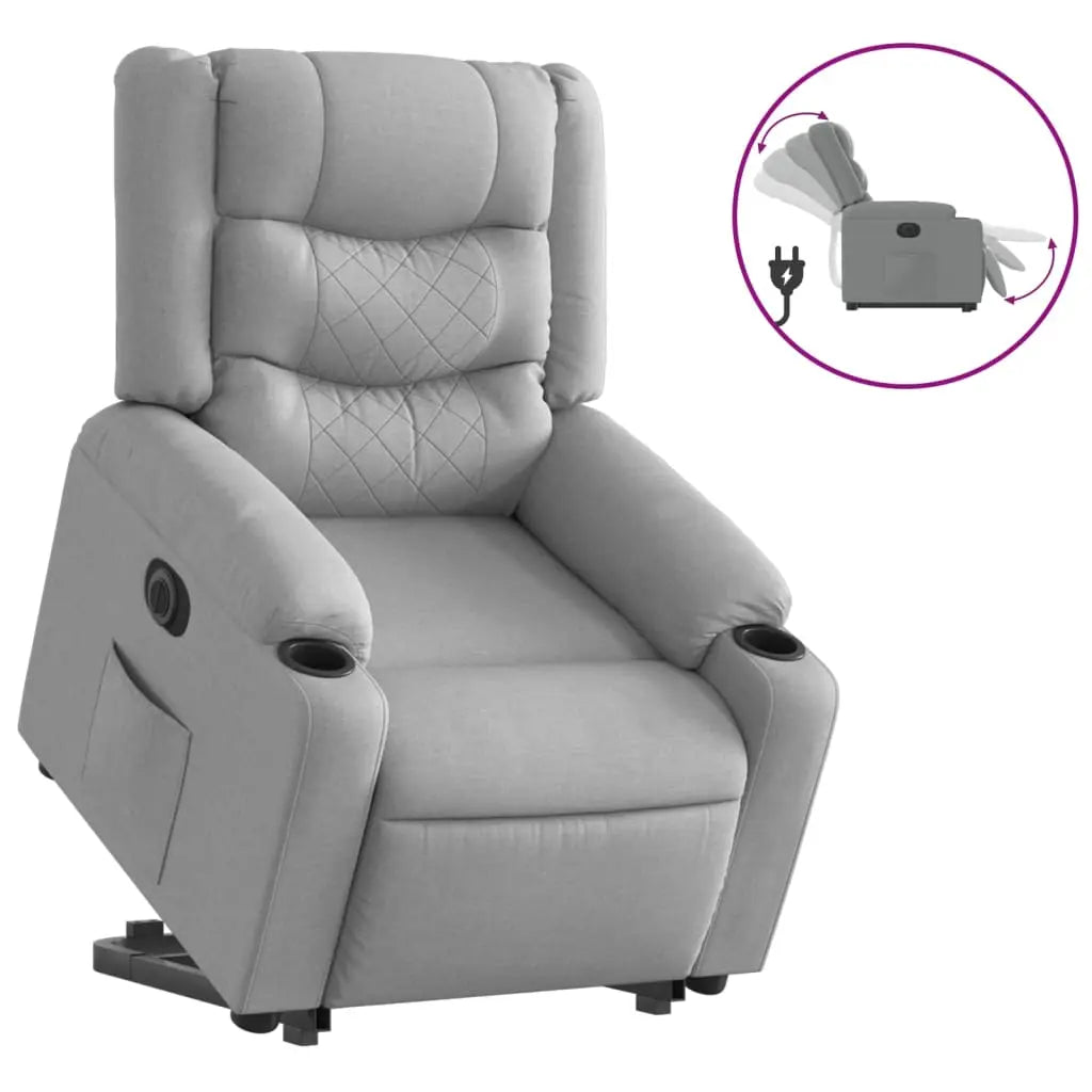Fauteuil inclinable électrique gris clair tissu - XIOS