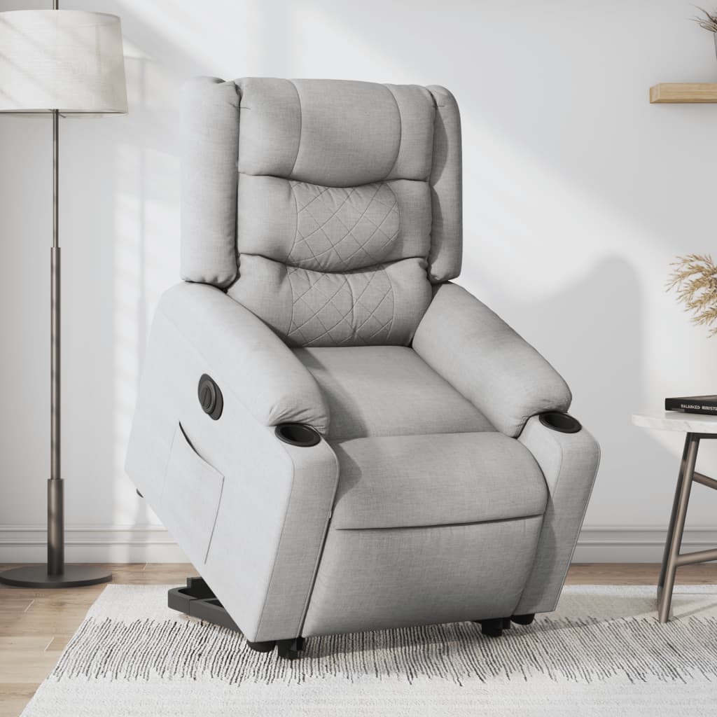 Fauteuil inclinable électrique gris clair tissu - XIOS
