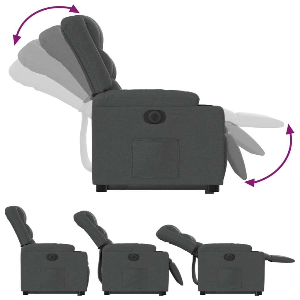 Fauteuil inclinable électrique gris foncé tissu
