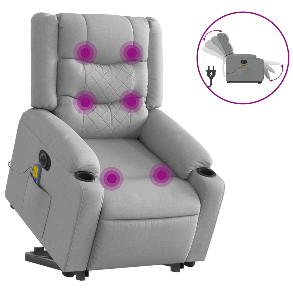 Fauteuil inclinable de massage électrique Gris clair Tissu - XIOS