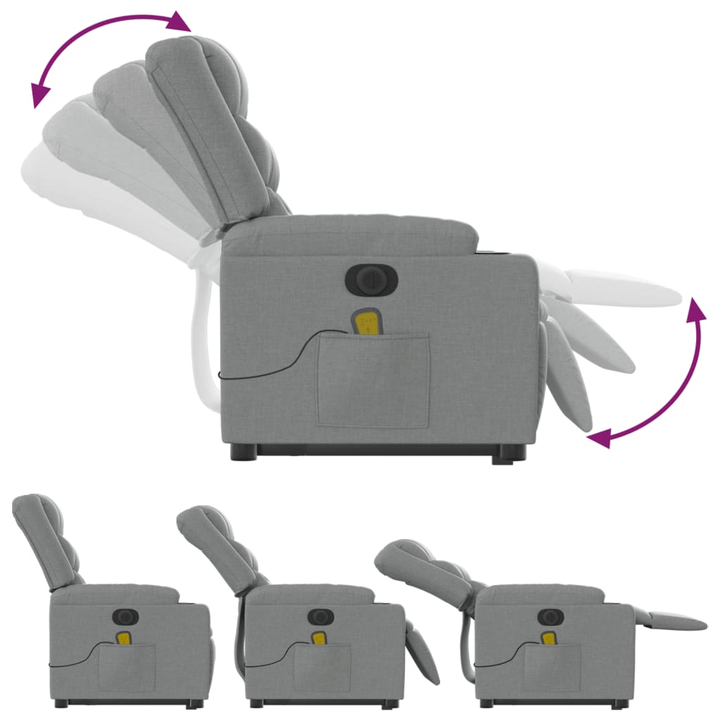 Fauteuil inclinable de massage électrique Gris clair Tissu - XIOS