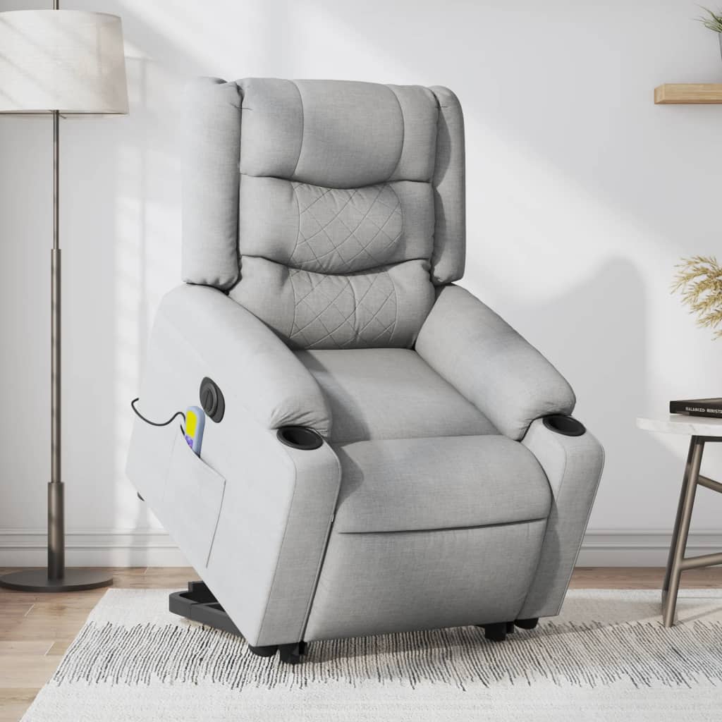 Fauteuil inclinable de massage électrique Gris clair Tissu - XIOS
