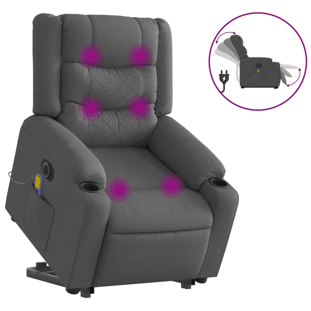 Fauteuil inclinable de massage électrique Gris foncé Tissu - XIOS