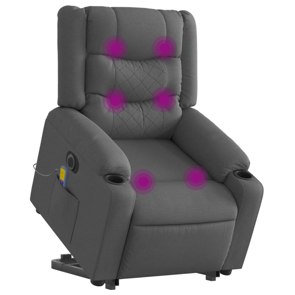 Fauteuil inclinable de massage électrique Gris foncé Tissu - XIOS