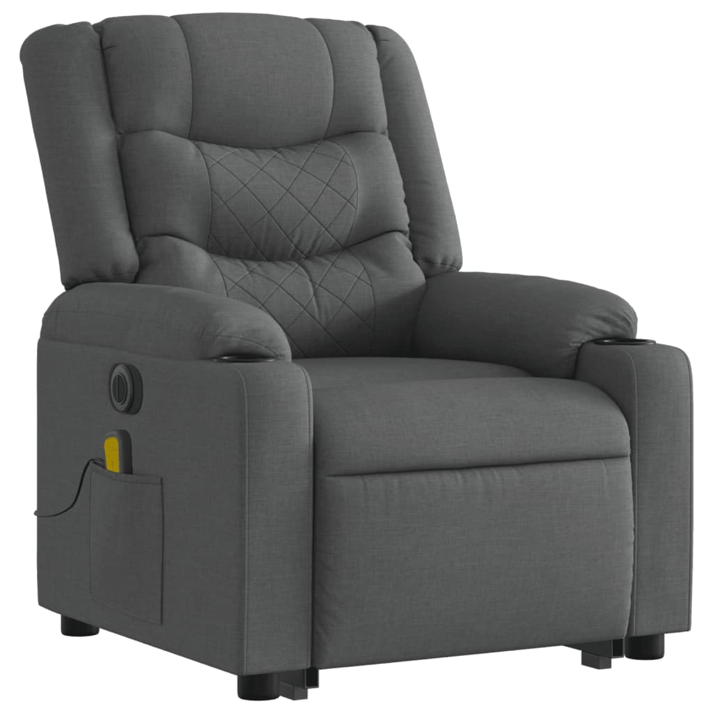 Fauteuil inclinable de massage électrique Gris foncé Tissu - XIOS
