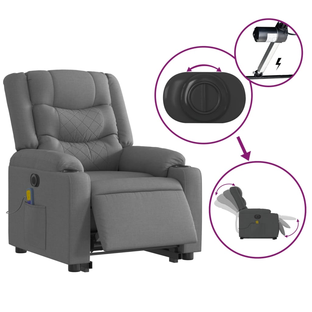 Fauteuil inclinable de massage électrique Gris foncé Tissu - XIOS