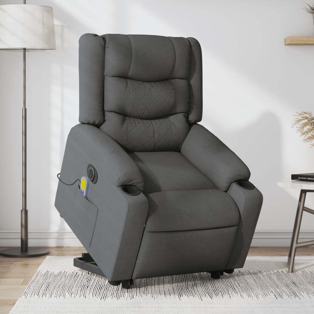 Fauteuil inclinable de massage électrique Gris foncé Tissu - XIOS