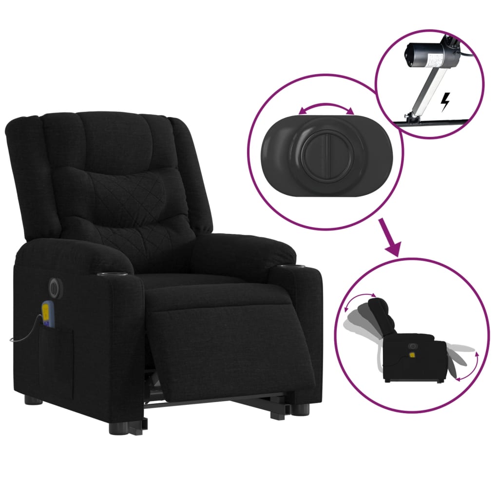 Fauteuil inclinable de massage électrique Noir Tissu - XIOS