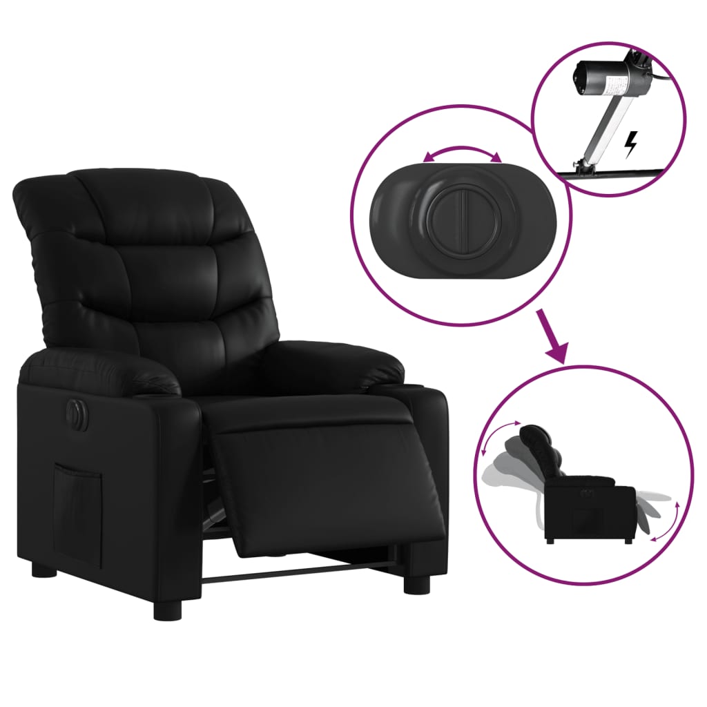 Fauteuil inclinable électrique Noir Similicuir