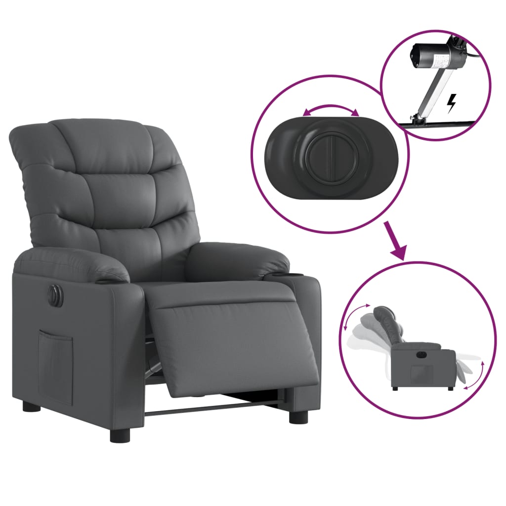 Fauteuil inclinable électrique Gris Similicuir - XIOS