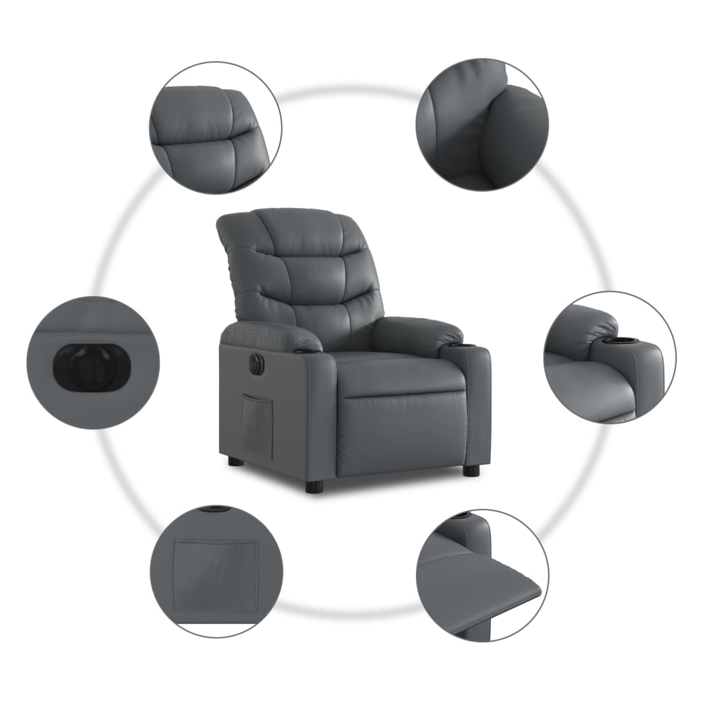 Fauteuil inclinable électrique Gris Similicuir - XIOS