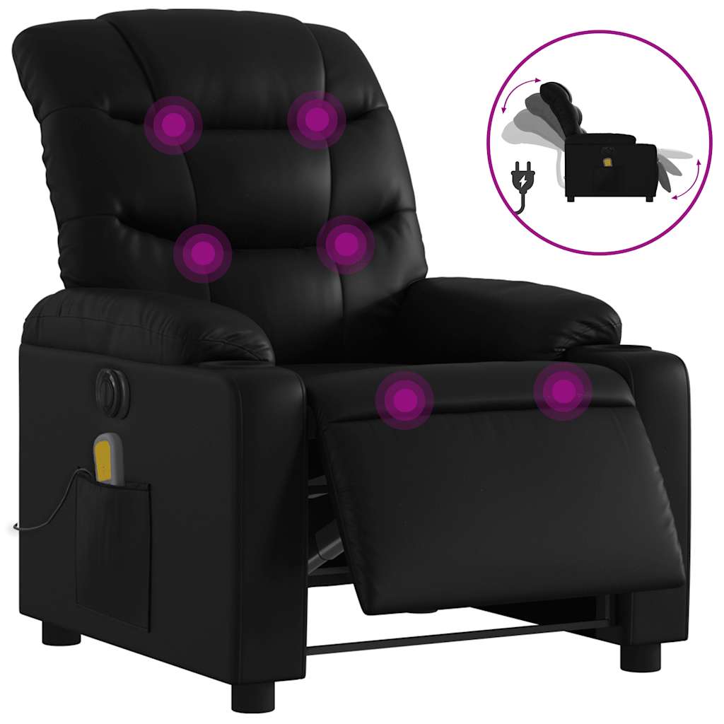 Fauteuil de massage inclinable électrique noir similicuir - XIOS