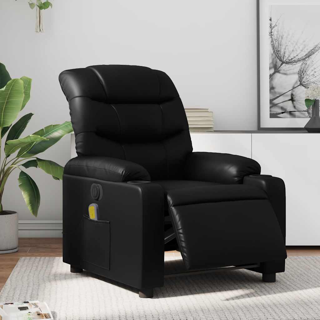 Fauteuil de massage inclinable électrique noir similicuir - XIOS