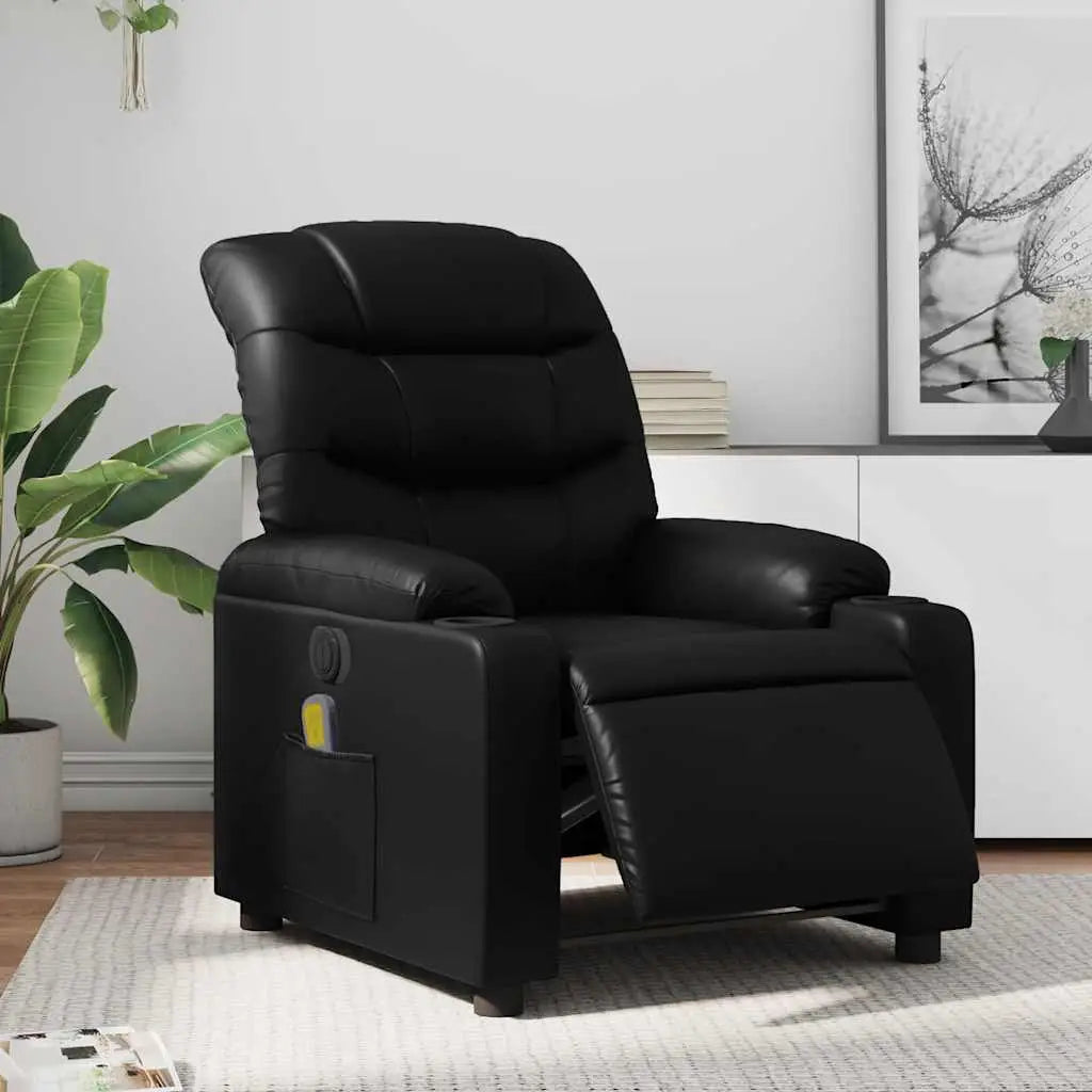 Fauteuil de massage inclinable électrique noir similicuir - XIOS