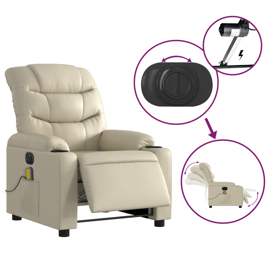 Fauteuil de massage inclinable électrique crème similicuir - XIOS