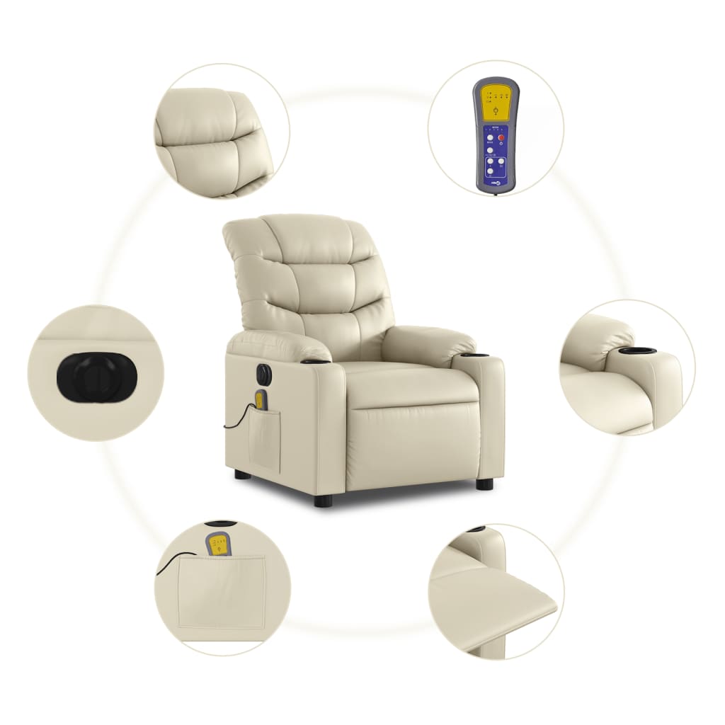 Fauteuil de massage inclinable électrique crème similicuir - XIOS