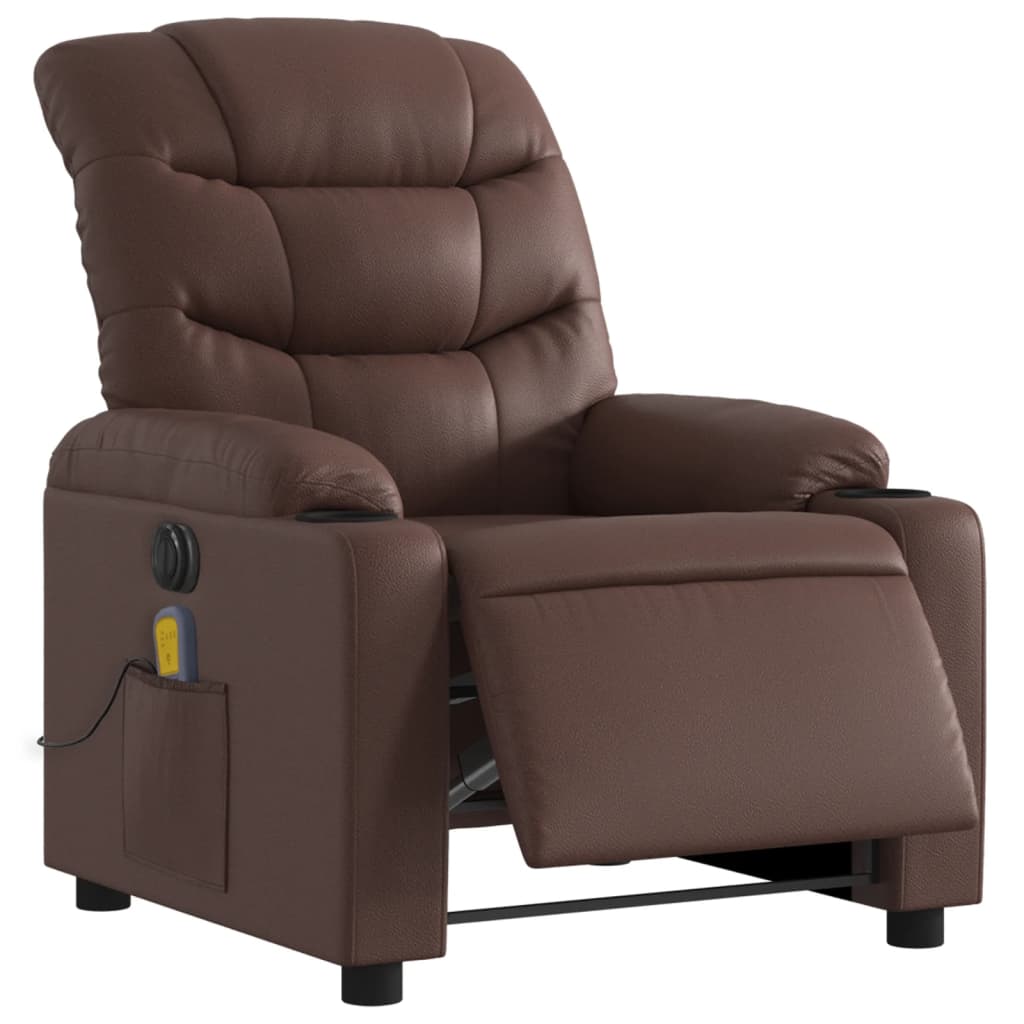 Fauteuil de massage inclinable électrique marron similicuir - XIOS