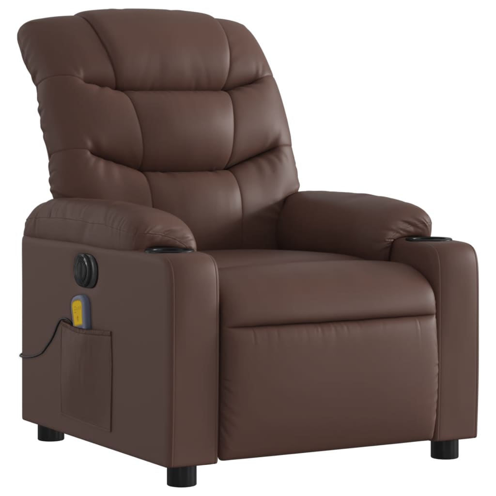 Fauteuil de massage inclinable électrique marron similicuir - XIOS