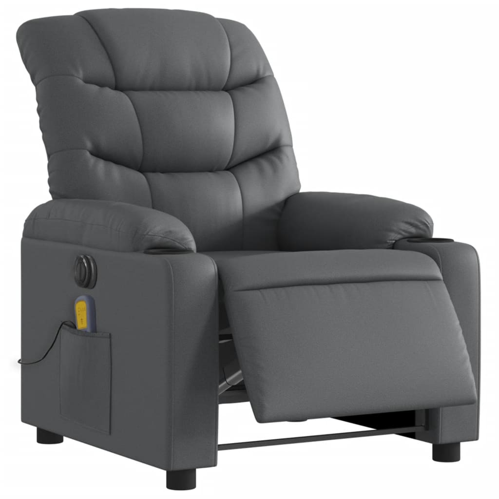 Fauteuil de massage inclinable électrique gris similicuir - XIOS