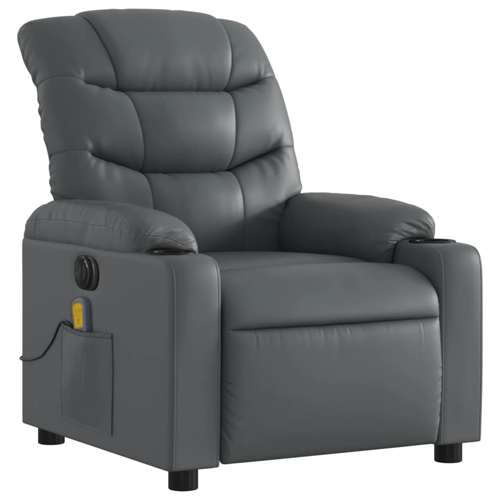 Fauteuil de massage inclinable électrique gris similicuir - XIOS