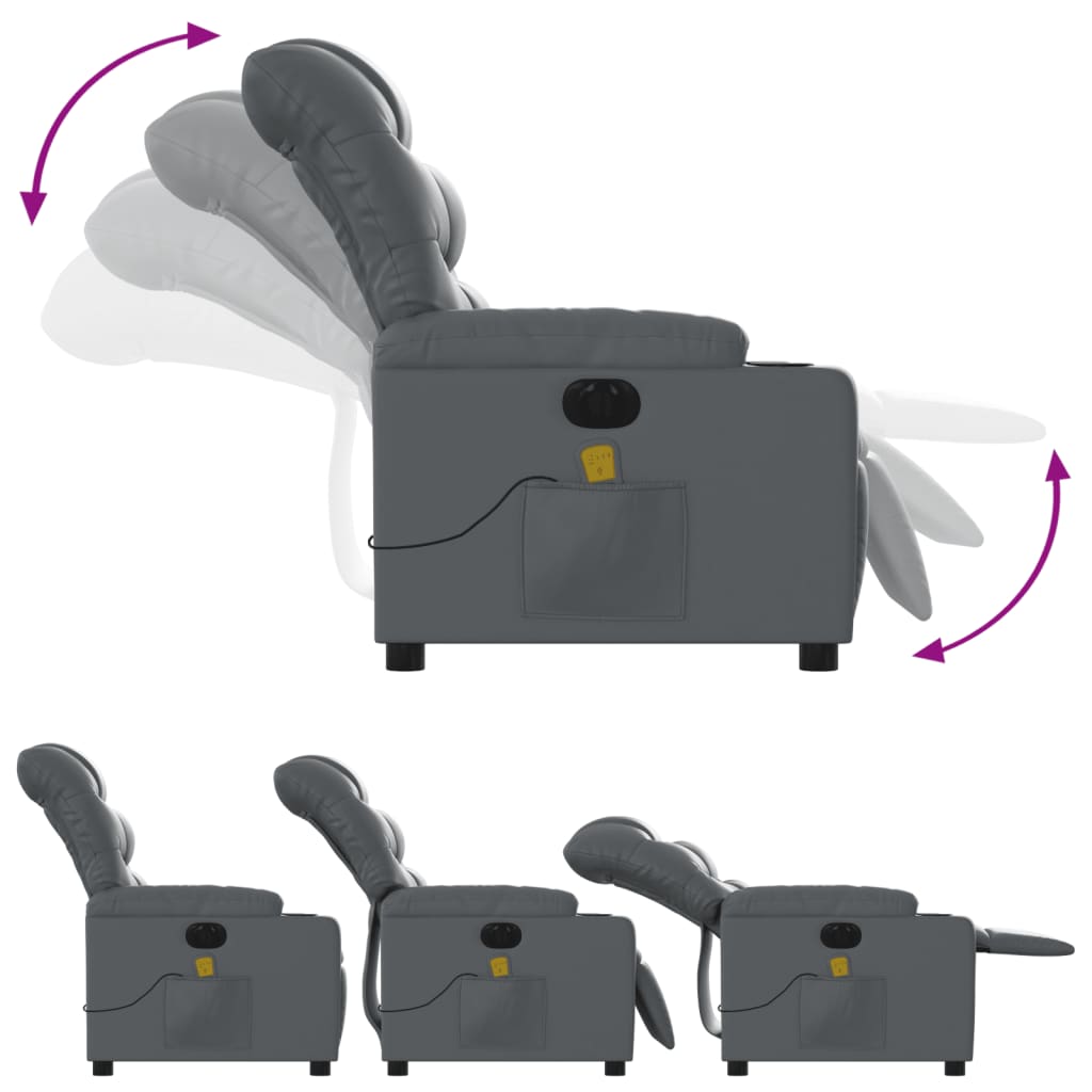 Fauteuil de massage inclinable électrique gris similicuir - XIOS