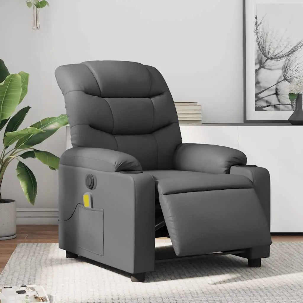 Fauteuil de massage inclinable électrique gris similicuir - XIOS
