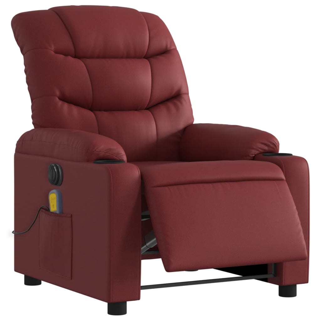 Fauteuil de massage inclinable électrique rouge bordeaux