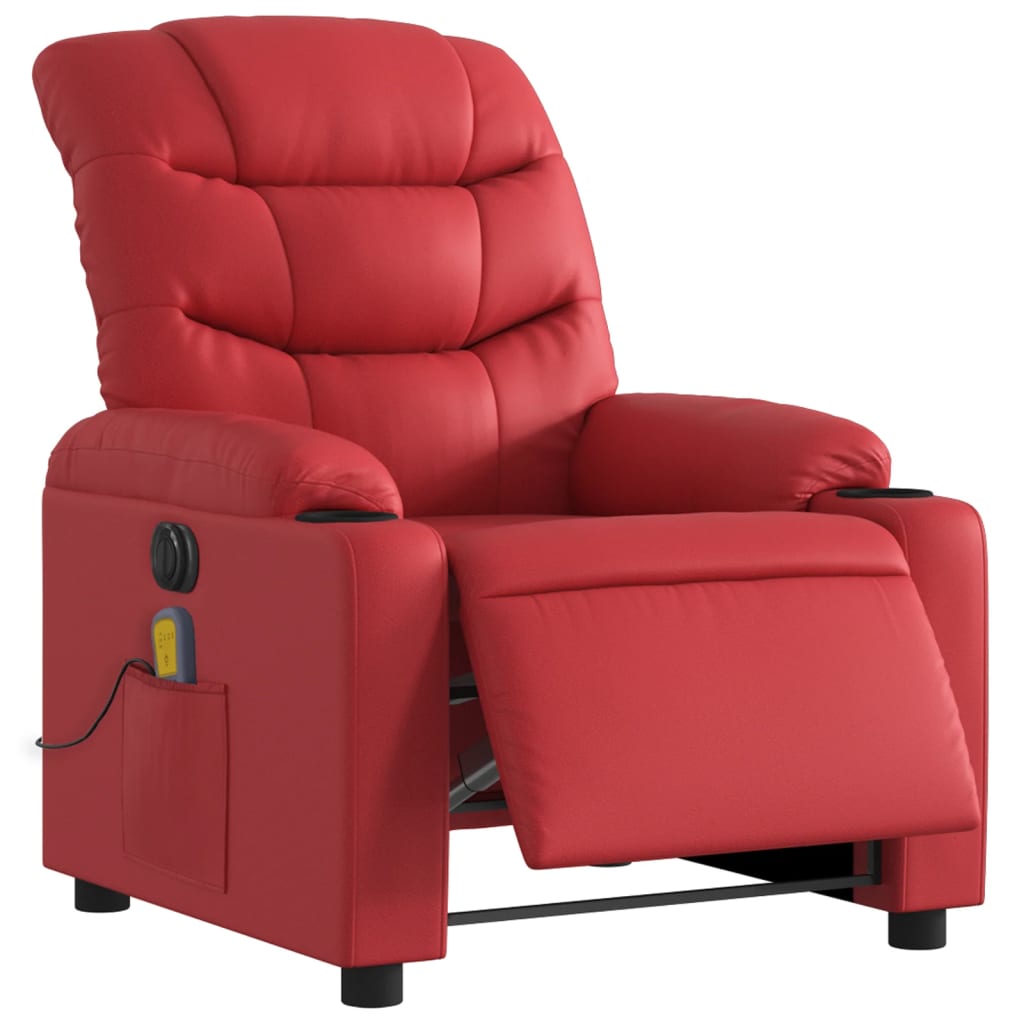 Fauteuil de massage inclinable électrique rouge similicuir - XIOS