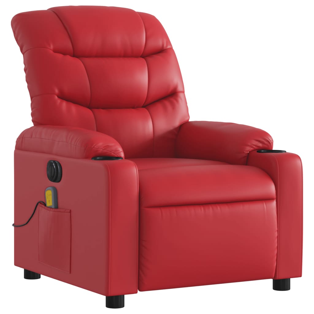 Fauteuil de massage inclinable électrique rouge similicuir - XIOS