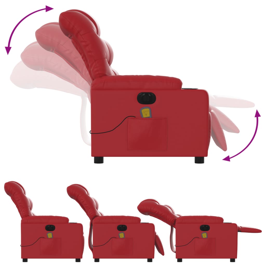 Fauteuil de massage inclinable électrique rouge similicuir - XIOS