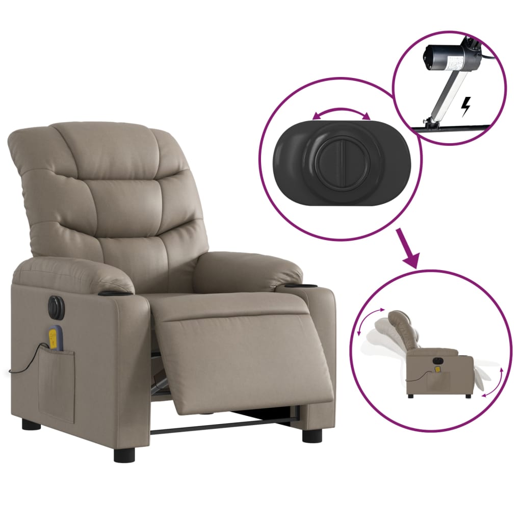 Fauteuil de massage inclinable électrique cappuccino similicuir - XIOS