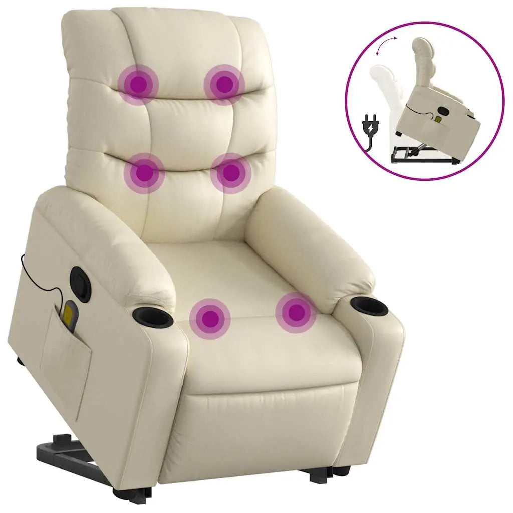 Fauteuil inclinable de massage Crème Similicuir - XIOS