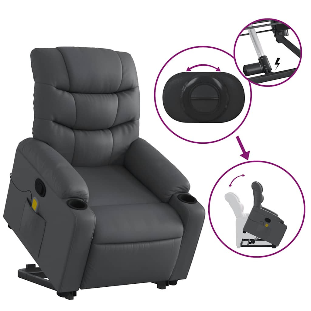 Fauteuil inclinable de massage Gris Similicuir - XIOS